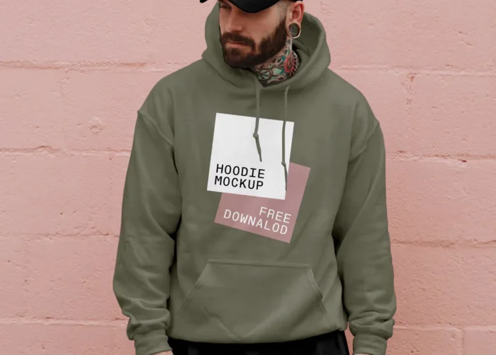 Free Realistic Men in a Hoodie Mockup PSD
