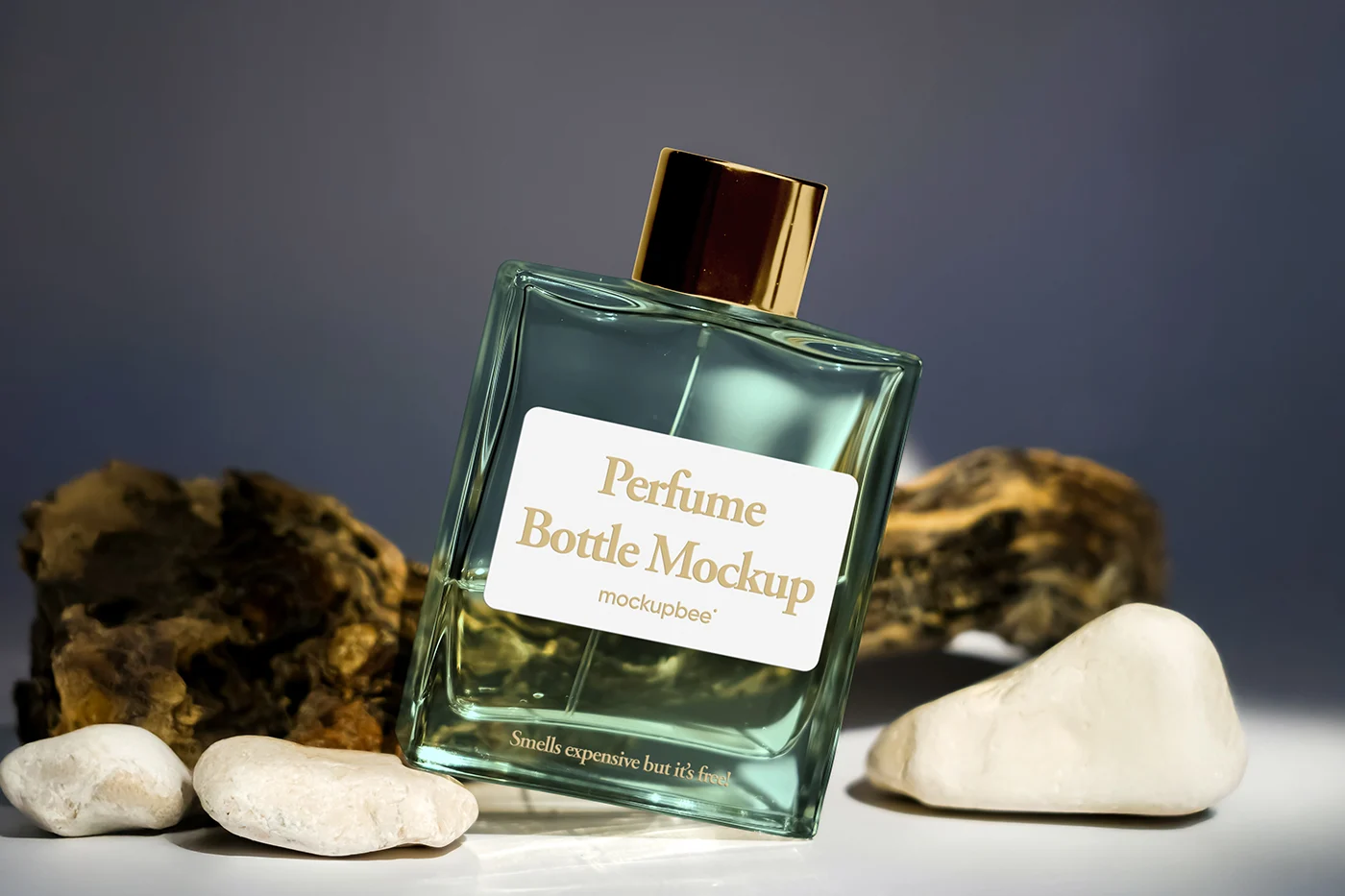 Perfume Bottle on Stone Mockup D