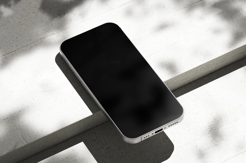iPhone 16 Pro Mockup on Bright Concrete Surface