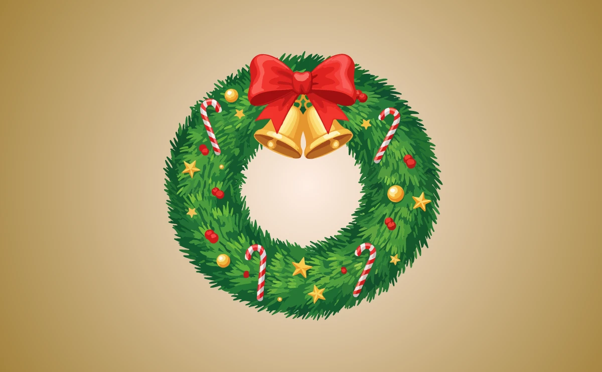Christmas wreath with bell vector