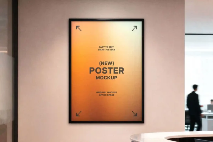 Free Framed Office Poster Mockup PSDT