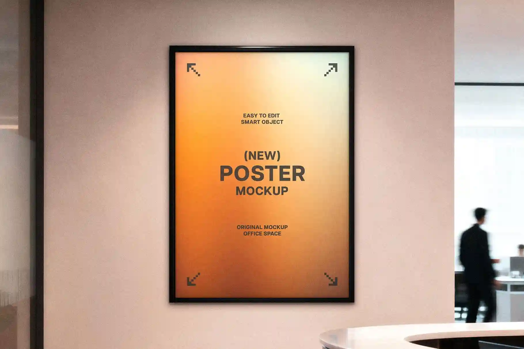Free Framed Office Poster Mockup PSDT