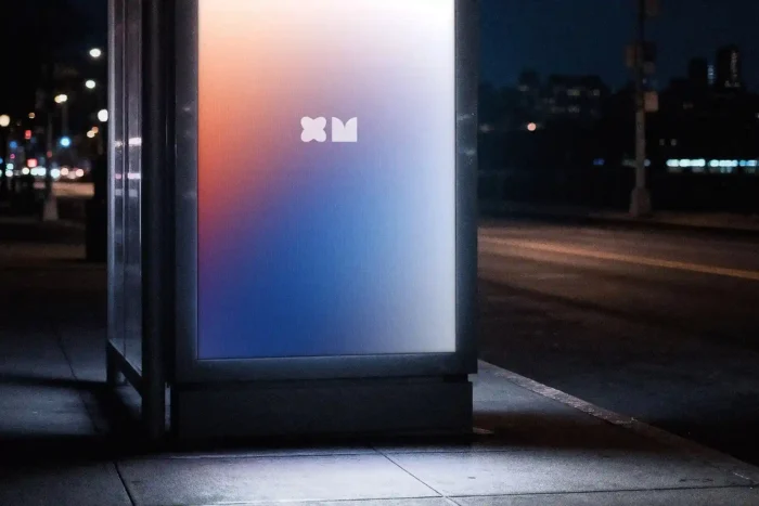 Free Glowing Bus Stop Vertical Screen Mockup PSDT