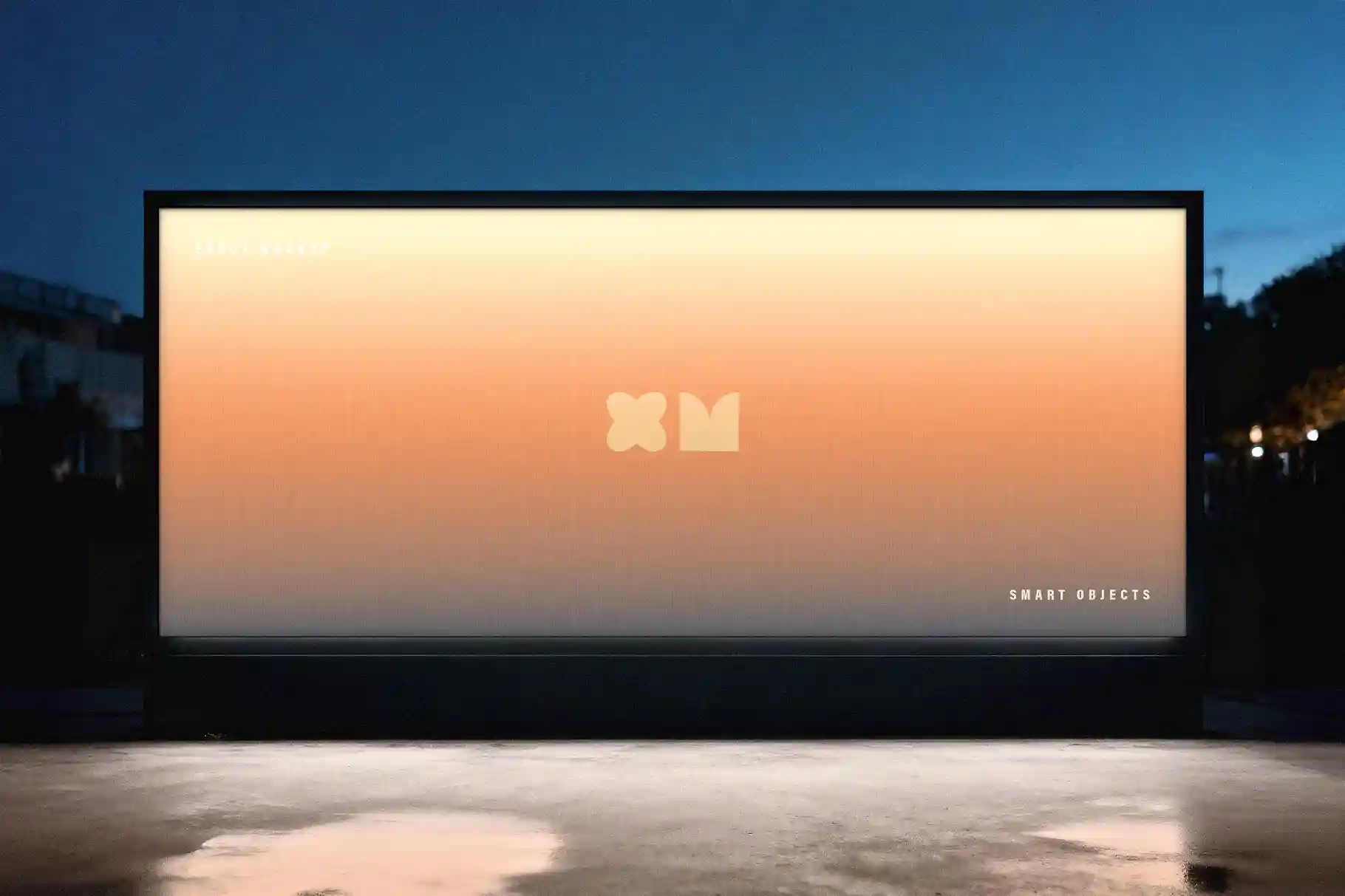 Free Night Light Glowing Outdoor Screen Mockup pSD