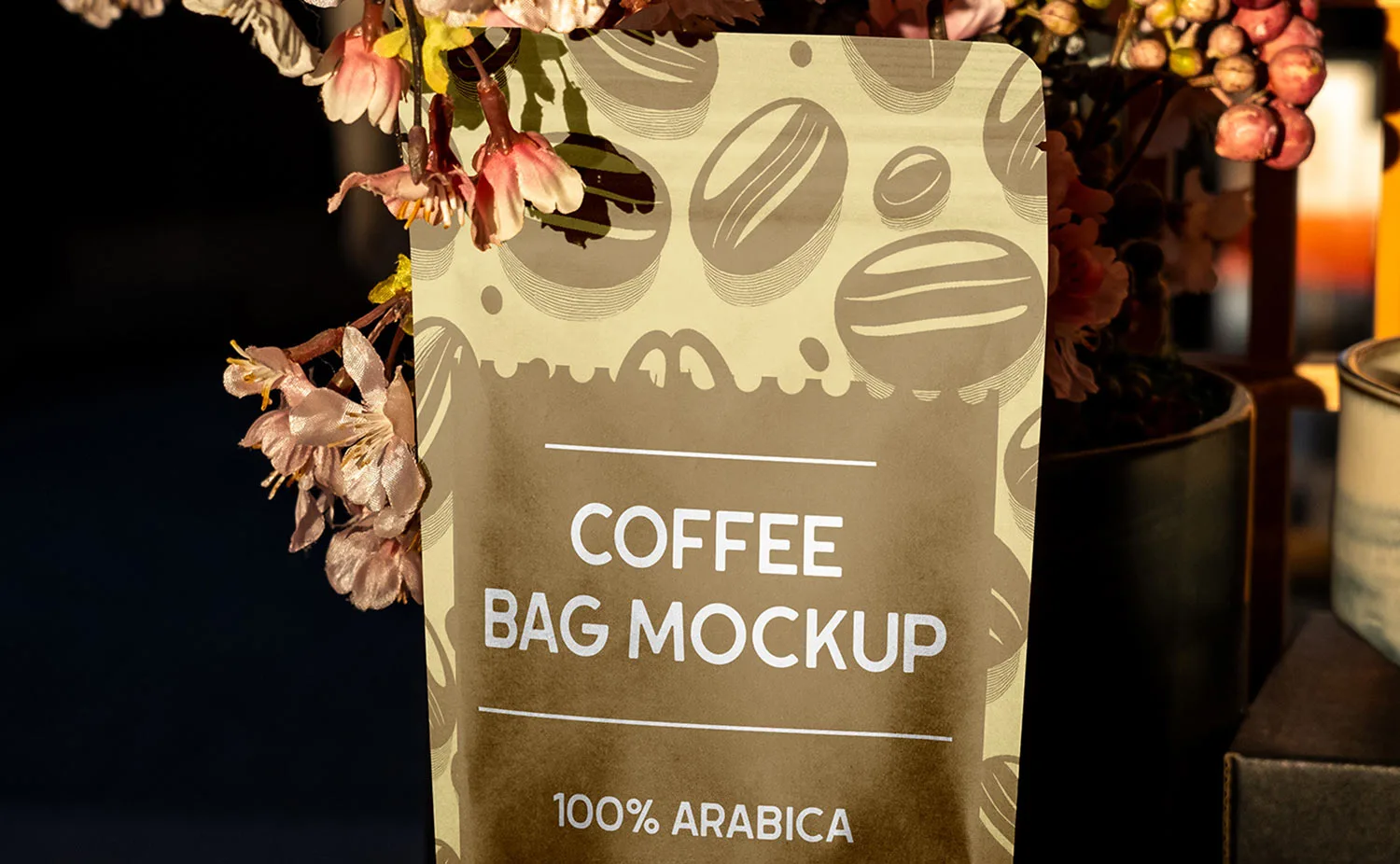 Free Sunset Color Grade Coffee Bag Mockup