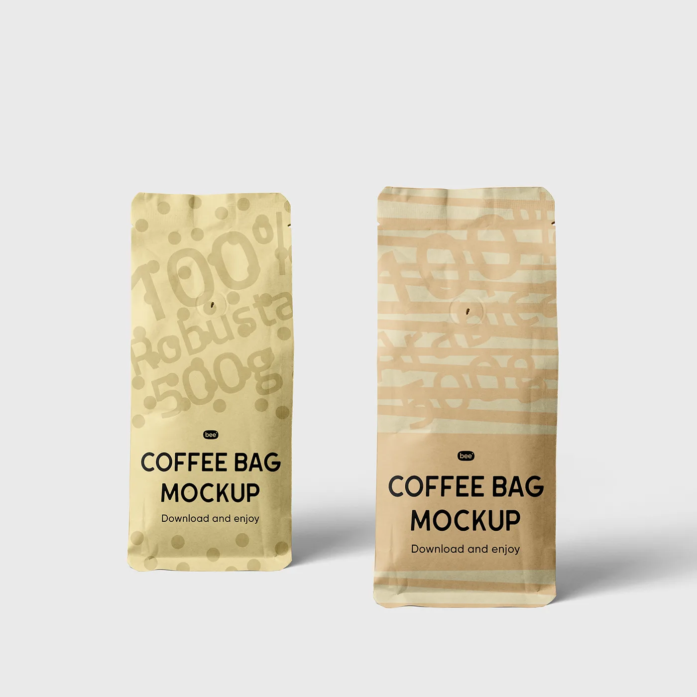 Free Two Standing Coffee Bag Mockups