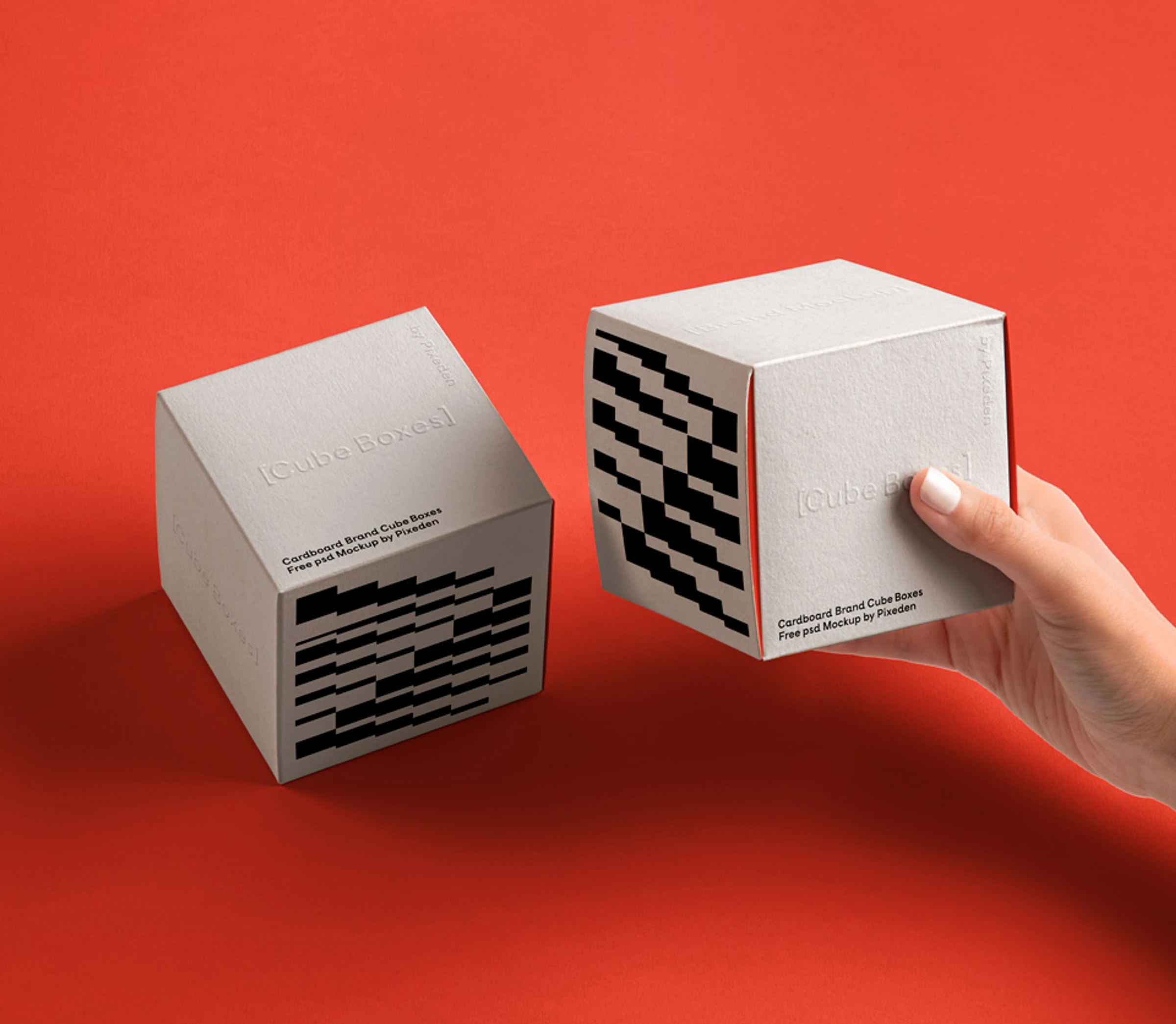 Hand Holding Square Box PSD Mockup