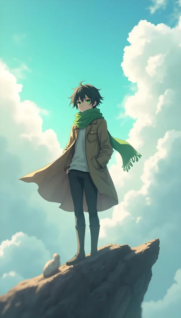 Serene Anime Girl on Cliff Wallpaper – Scenic Art for Fans