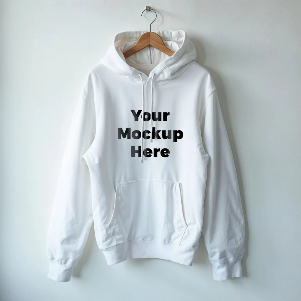 White Hoodie Mockup on Hanger