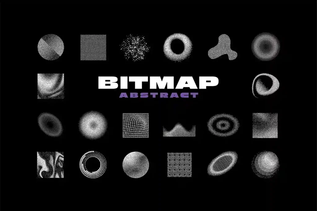 24 Abstract Dithering Bitmap Shapes pack