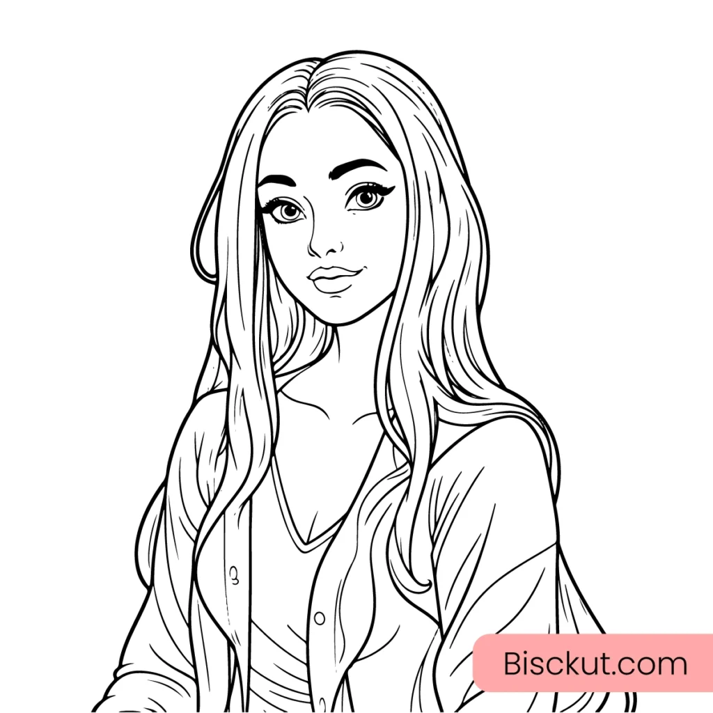 Smiling Female Line Art