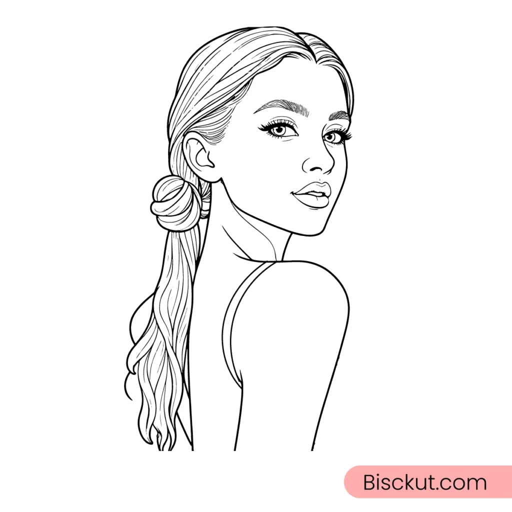 Elegant woman line art face