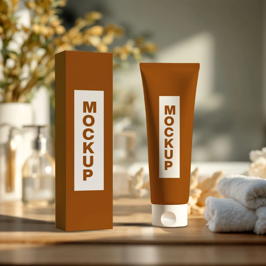 Skincare Packaging Mockup: Box and Tube Design