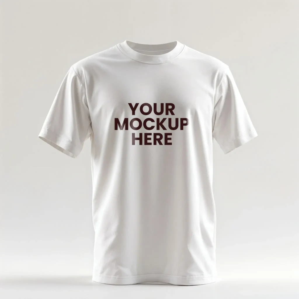 Realistic 3D Plain White T-Shirt Mockup